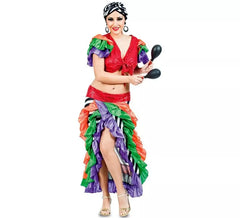 Fato de Rumbera multicolorido para mulher