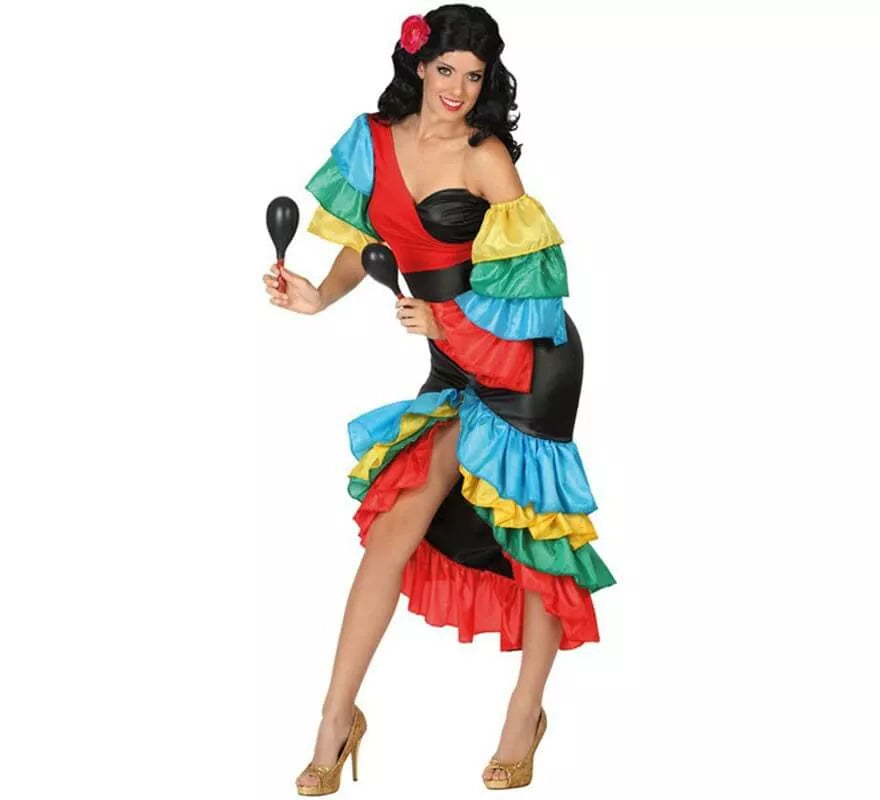 Translation missing: pt-PT.Disfraz de Rumbera Multicolor para mujer
