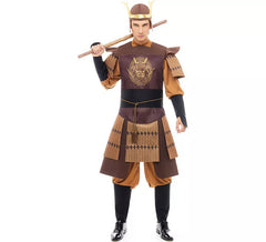 Fato de samurai lendário japonês castanho para homem