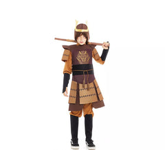 Fato de samurai lendário japonês castanho para menino
