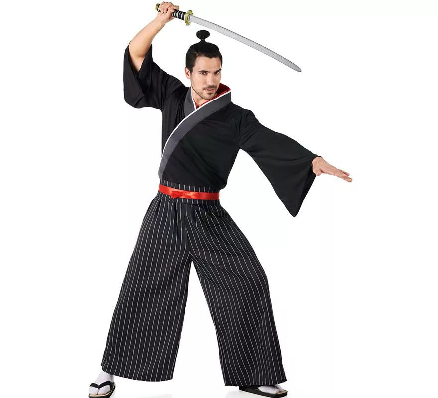 Translation missing: pt-PT.Disfraz de Samurai negro y rojo para hombre