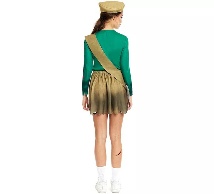 Translation missing: pt-PT.Disfraz de Scout Zombie verde y marrón para mujer
