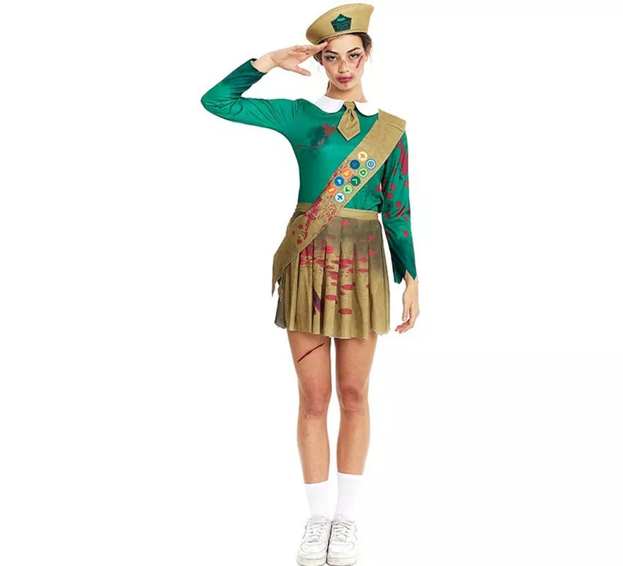 Translation missing: pt-PT.Disfraz de Scout Zombie verde y marrón para mujer