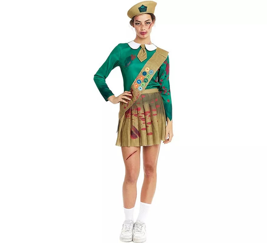 Translation missing: pt-PT.Disfraz de Scout Zombie verde y marrón para mujer