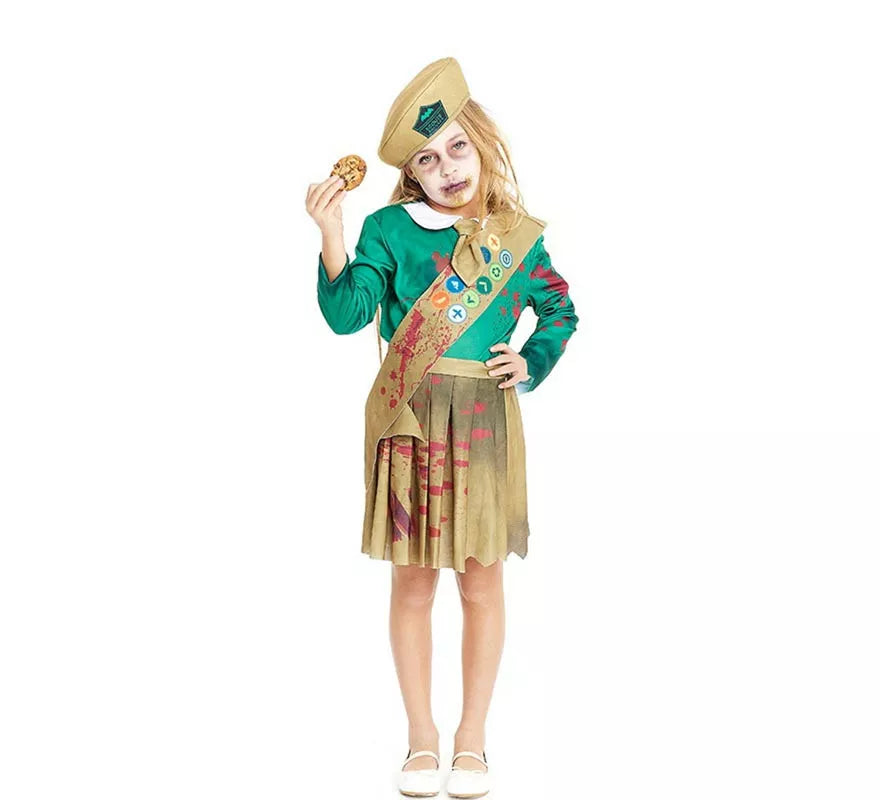 Translation missing: pt-PT.Disfraz de Scout Zombie verde y marrón para niña y adolescente