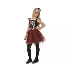 Fato de Miss Red Skeleton para menina