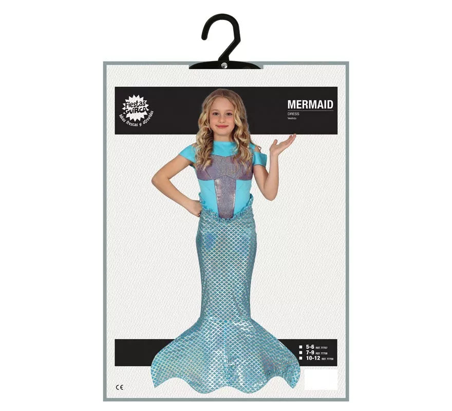 Translation missing: pt-PT.Disfraz de Sirena Cola Larga Azul para niña