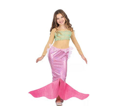 Fato de sereia rosa com cauda para menina