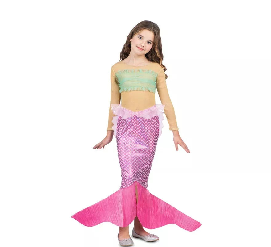 Translation missing: pt-PT.Disfraz de Sirena rosa con cola para niña