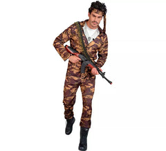 Fato de soldado camuflado castanho para homem
