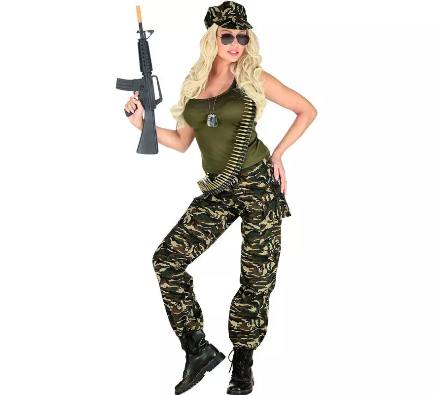 Translation missing: pt-PT.Disfraz de Soldado camuflado verde para mujer