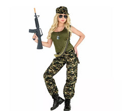 Fato de soldado camuflado verde para mulher