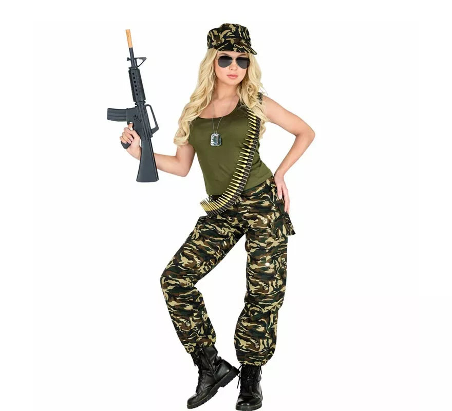 Translation missing: pt-PT.Disfraz de Soldado camuflado verde para mujer