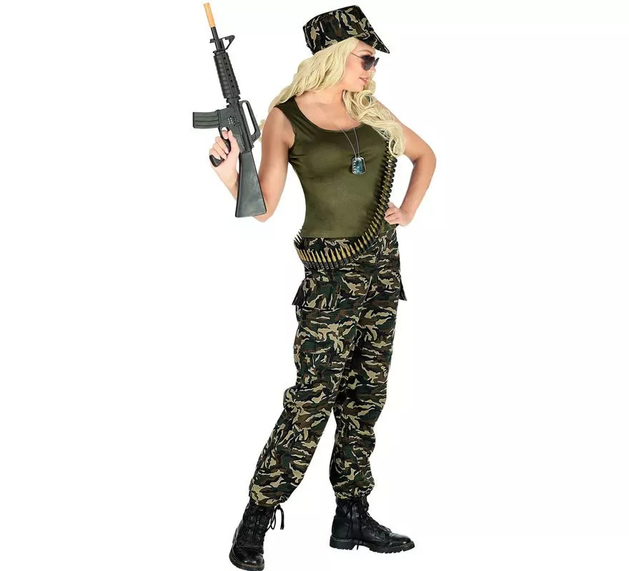 Translation missing: pt-PT.Disfraz de Soldado camuflado verde para mujer