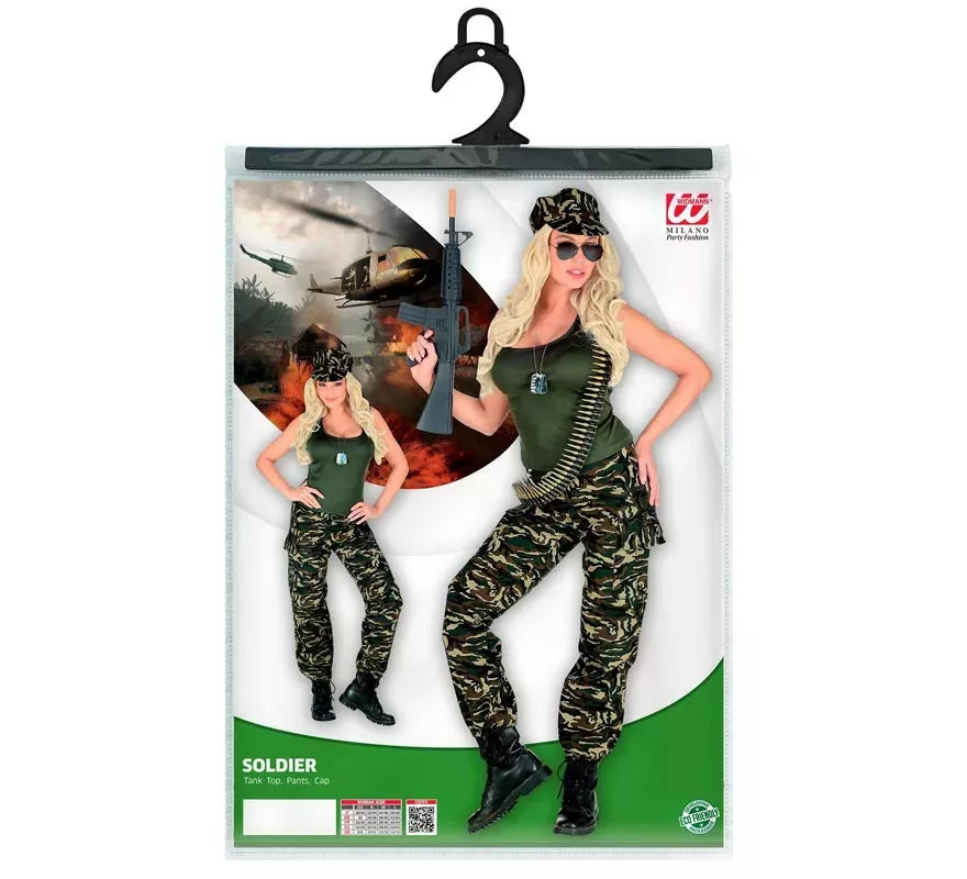 Translation missing: pt-PT.Disfraz de Soldado camuflado verde para mujer