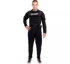 Fato de Soldado SWAT musculoso preto para homem