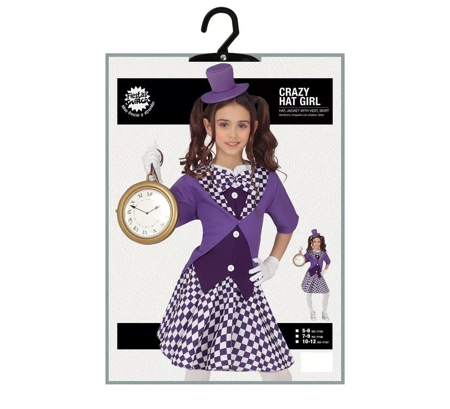 Translation missing: pt-PT.Disfraz de Sombrerera Morado para niña