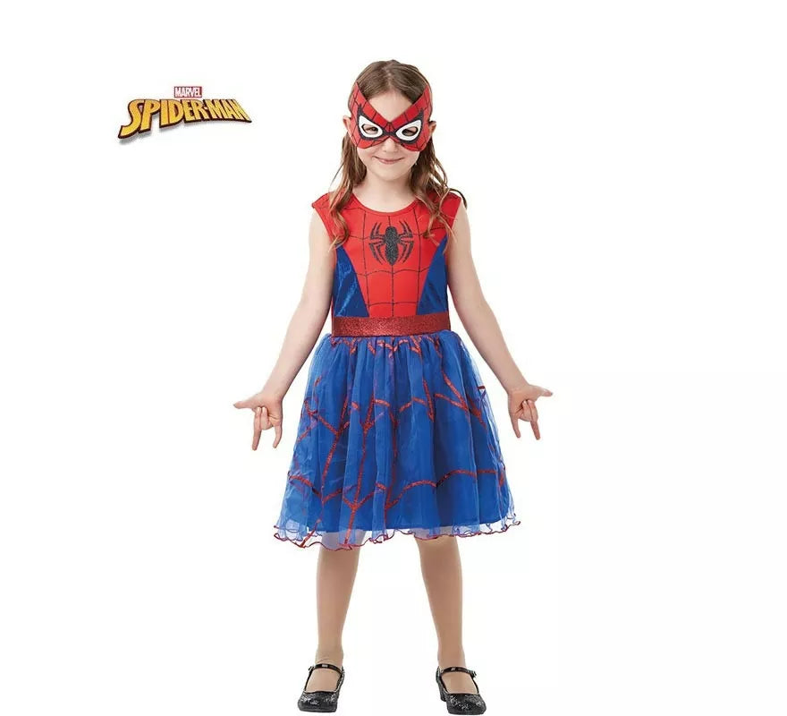 Translation missing: pt-PT.Disfraz de Spider Girl de Spiderman en vestido con antifaz para niña