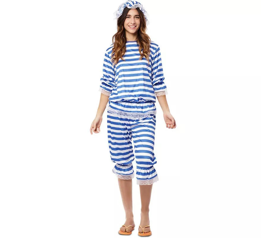 Translation missing: pt-PT.Disfraz de Sra. Bañista Retro Años 20 Azul para mujer