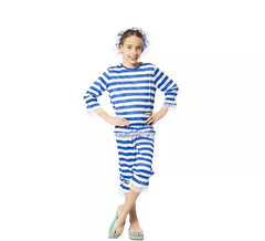 Fato retrô Miss Bather azul dos anos 1920 para menina