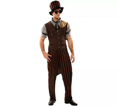 Fato de Steampunk às riscas para homem