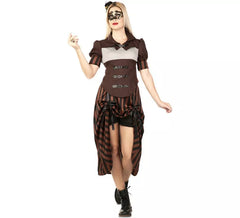 Fato de Steampunk às riscas para mulher