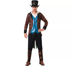 Fato de steampunk com chapéu para homem