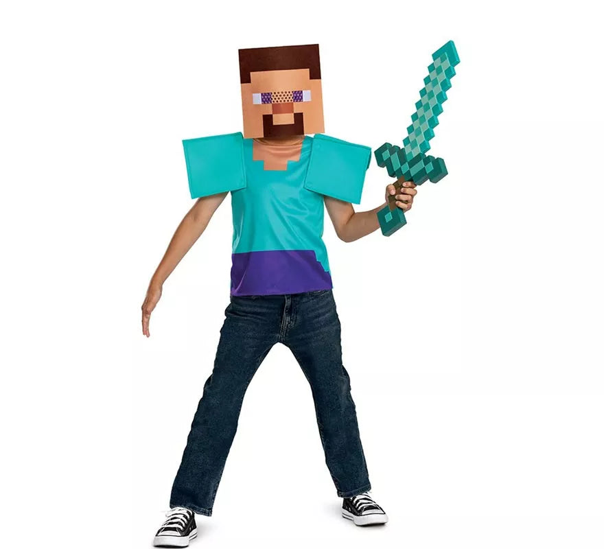 Translation missing: pt-PT.Disfraz de Steve Minecraft con máscara para niño