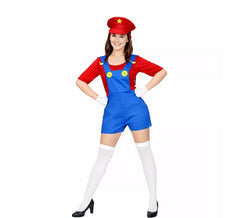 Fato de super canalizador vermelho para mulher