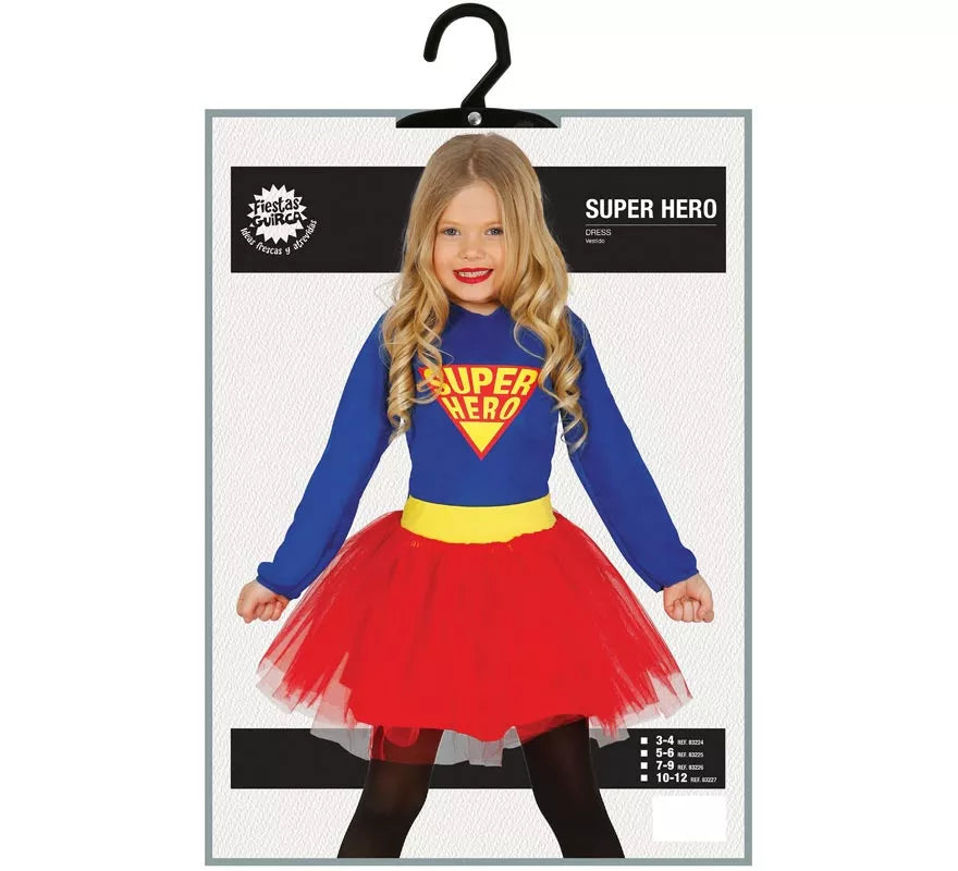Translation missing: pt-PT.Disfraz de Súper Heroína Azul y Rojo con tutú para niña
