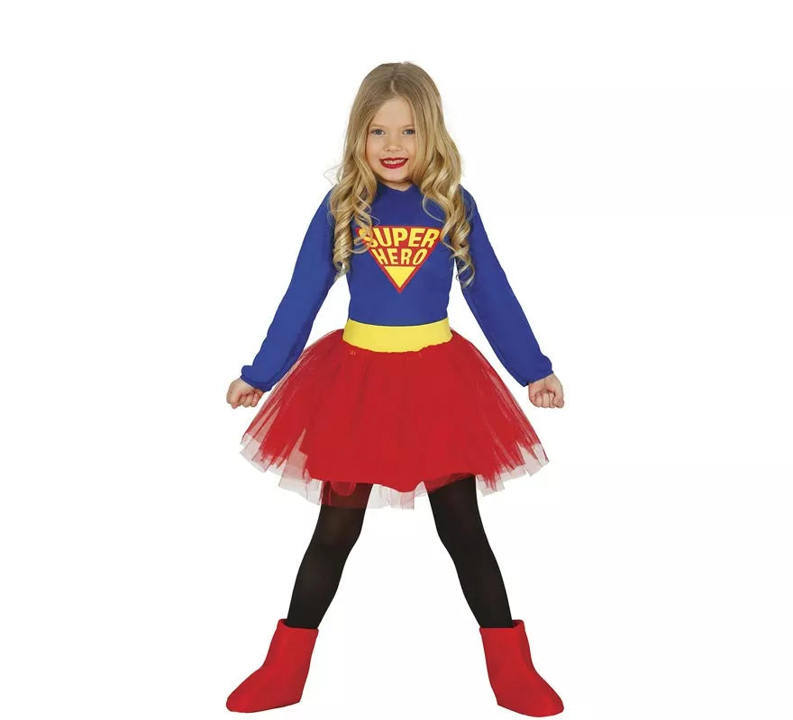 Translation missing: pt-PT.Disfraz de Súper Heroína Azul y Rojo con tutú para niña