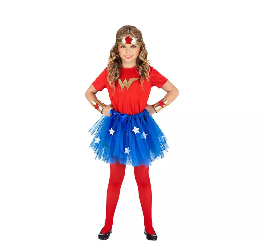 Translation missing: pt-PT.Disfraz de Súper Heroína roja y azul para niña