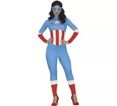 Fato de super-herói Capitão Azul para mulher