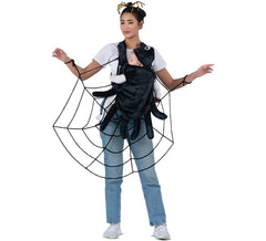 Fato de teia de aranha e aranha com capa de mochila para adulto e bebé