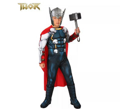 Fato de Thor musculoso com capa de luxo para criança