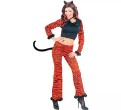 Fato de tigre com estampa animal laranja para mulher