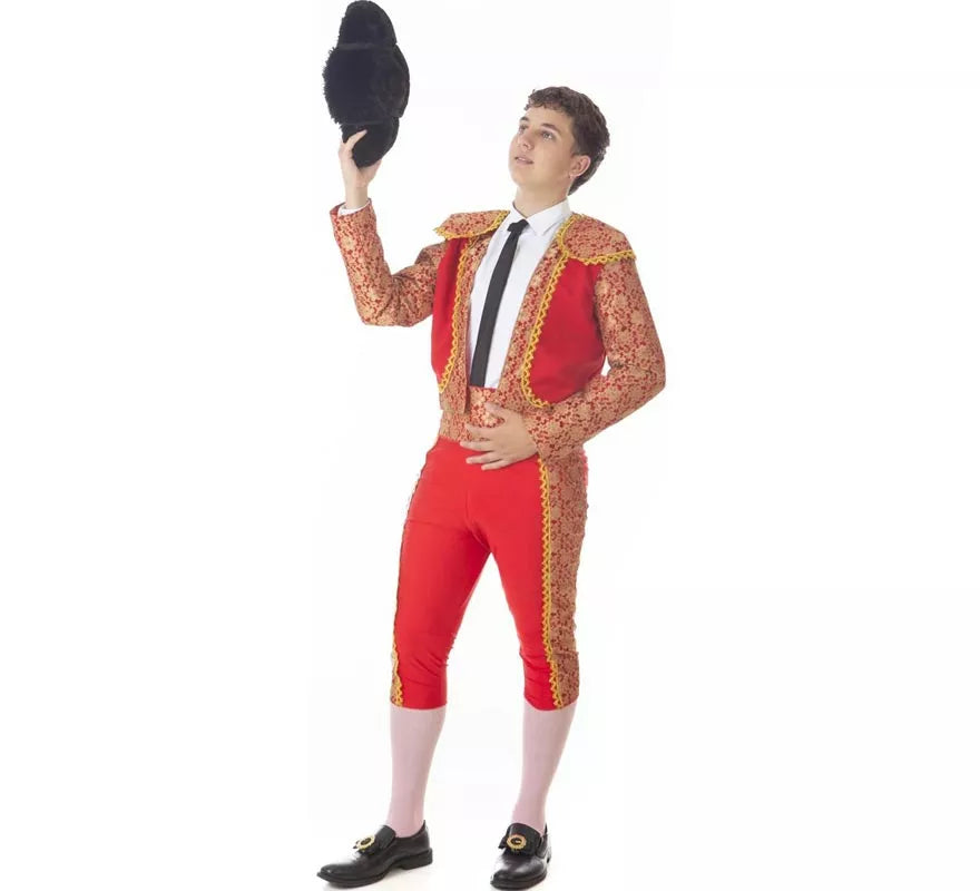 Translation missing: pt-PT.Disfraz de Torero clásico rojo y dorado para hombre