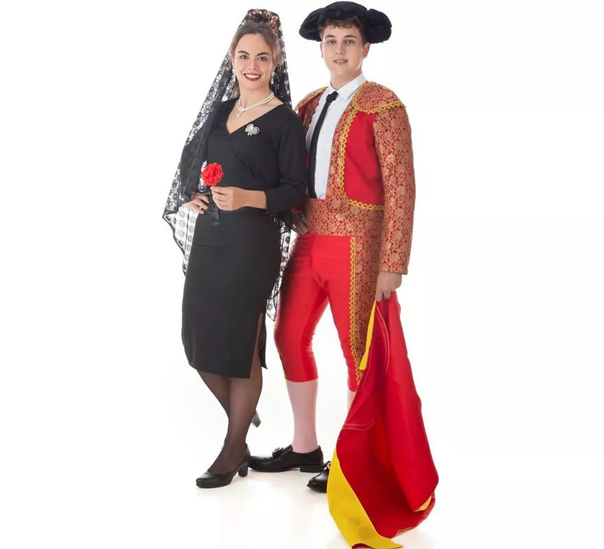 Translation missing: pt-PT.Disfraz de Torero clásico rojo y dorado para hombre