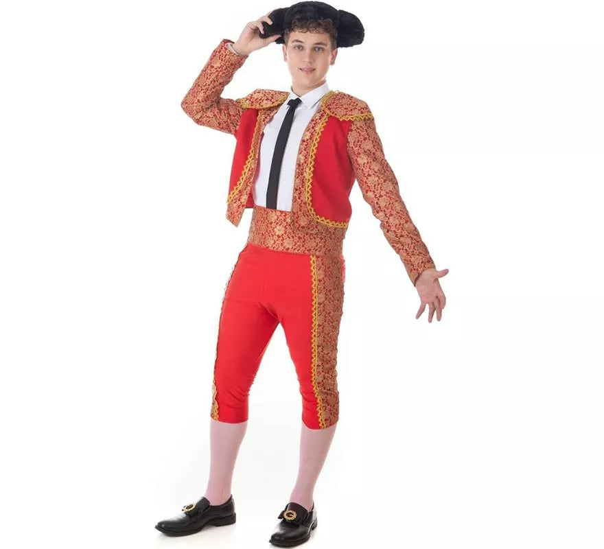 Translation missing: pt-PT.Disfraz de Torero clásico rojo y dorado para hombre