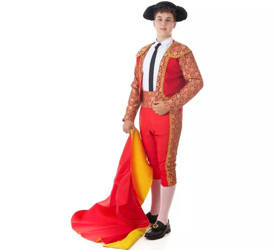 Translation missing: pt-PT.Disfraz de Torero clásico rojo y dorado para hombre