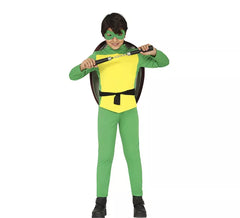Fato infantil de tartaruga de batalha com mochila