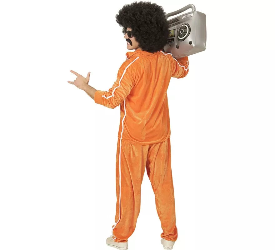 Translation missing: pt-PT.Disfraz de Traje Deportivo Años 80 naranja terciopelo para hombre