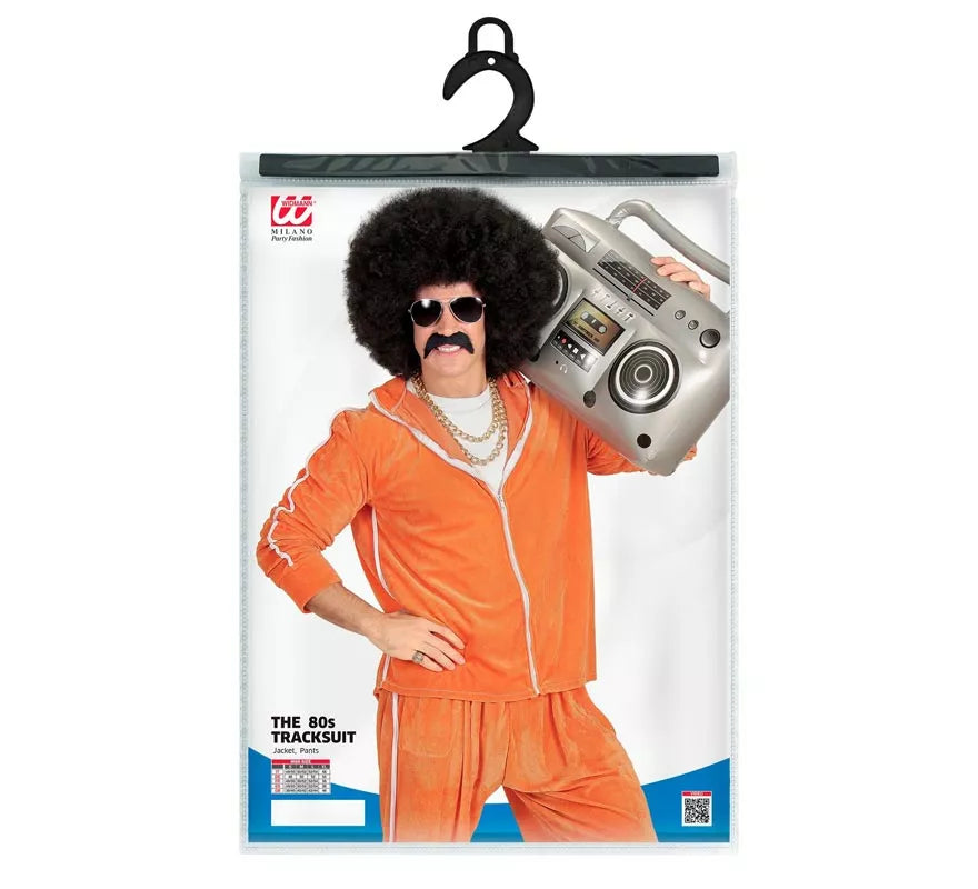 Translation missing: pt-PT.Disfraz de Traje Deportivo Años 80 naranja terciopelo para hombre