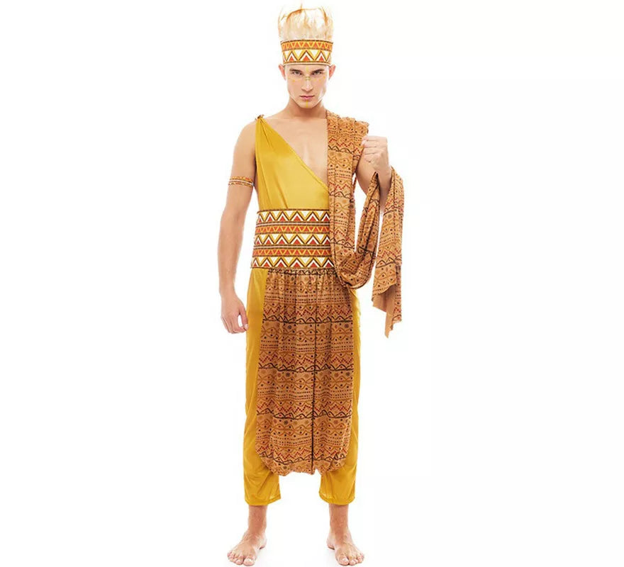 Translation missing: pt-PT.Disfraz de Tribal Africano amarillo y marrón para hombre