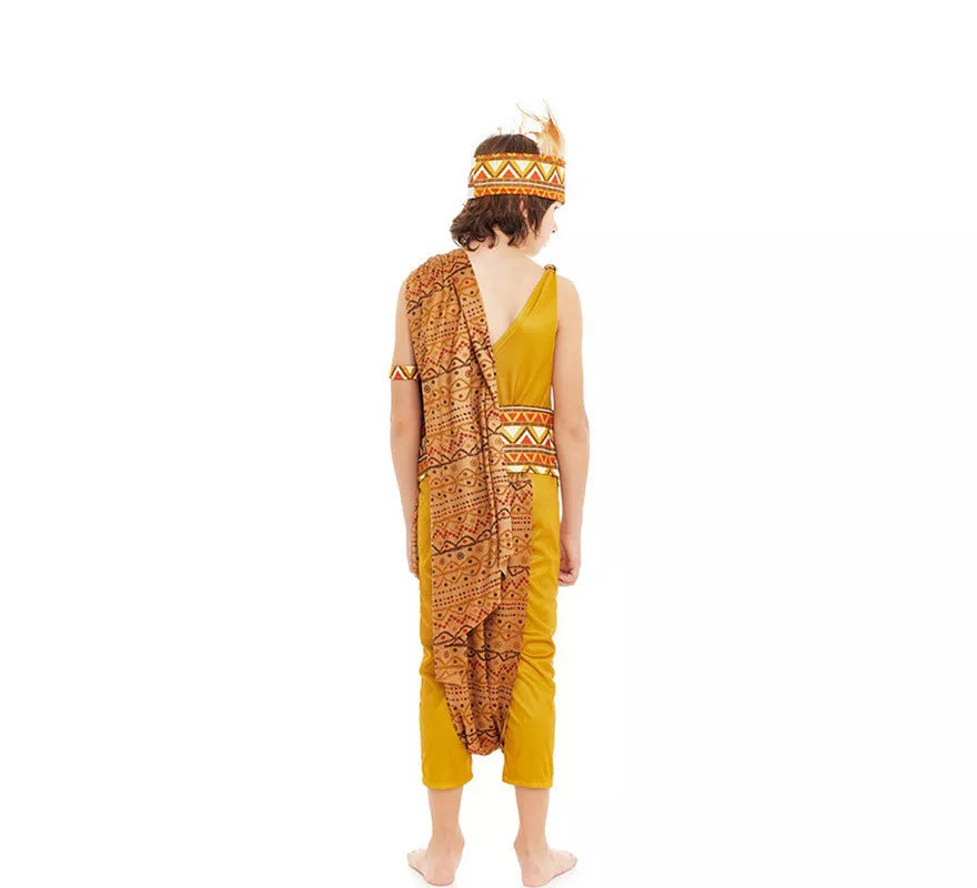 Translation missing: pt-PT.Disfraz de Tribal Africano amarillo y marrón para niño