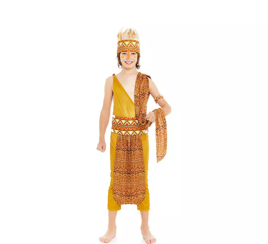 Translation missing: pt-PT.Disfraz de Tribal Africano amarillo y marrón para niño
