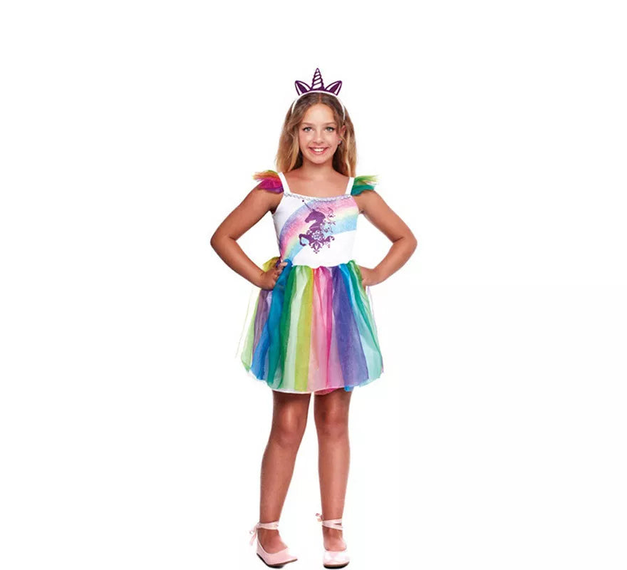 Translation missing: pt-PT.Disfraz de Unicornio Arcoíris Cálido para niña