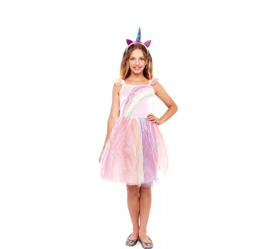 Translation missing: pt-PT.Disfraz de Unicornio Arcoíris Rosa para niña