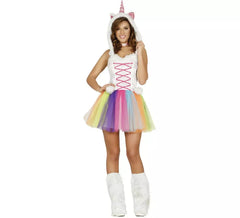 Fato de unicórnio multicolor com tutu para mulher