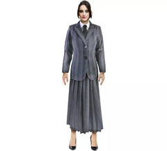 Traje de uniforme escolar gótico listrado feminino